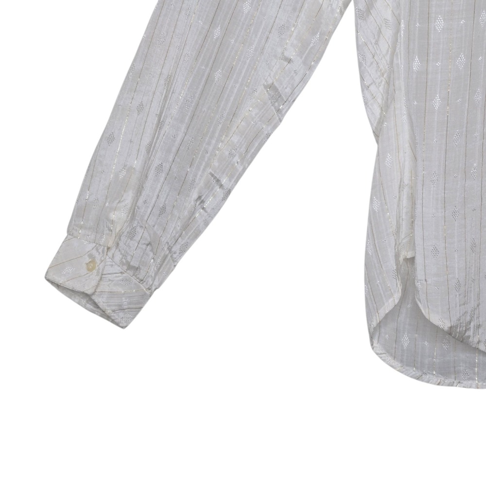 VTG 80s Panhandle Slim Womens Western Shirt Sz 12 White Lace Gold Trim Prairie - Picture 5 of 16